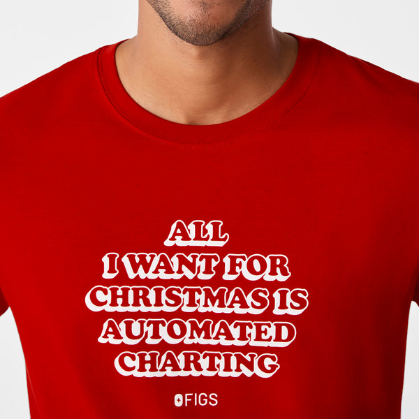 Men's Winning Red All What I Wanted For Christmas Is Automated Charting Graphic - Long-Sleeve Underscrub