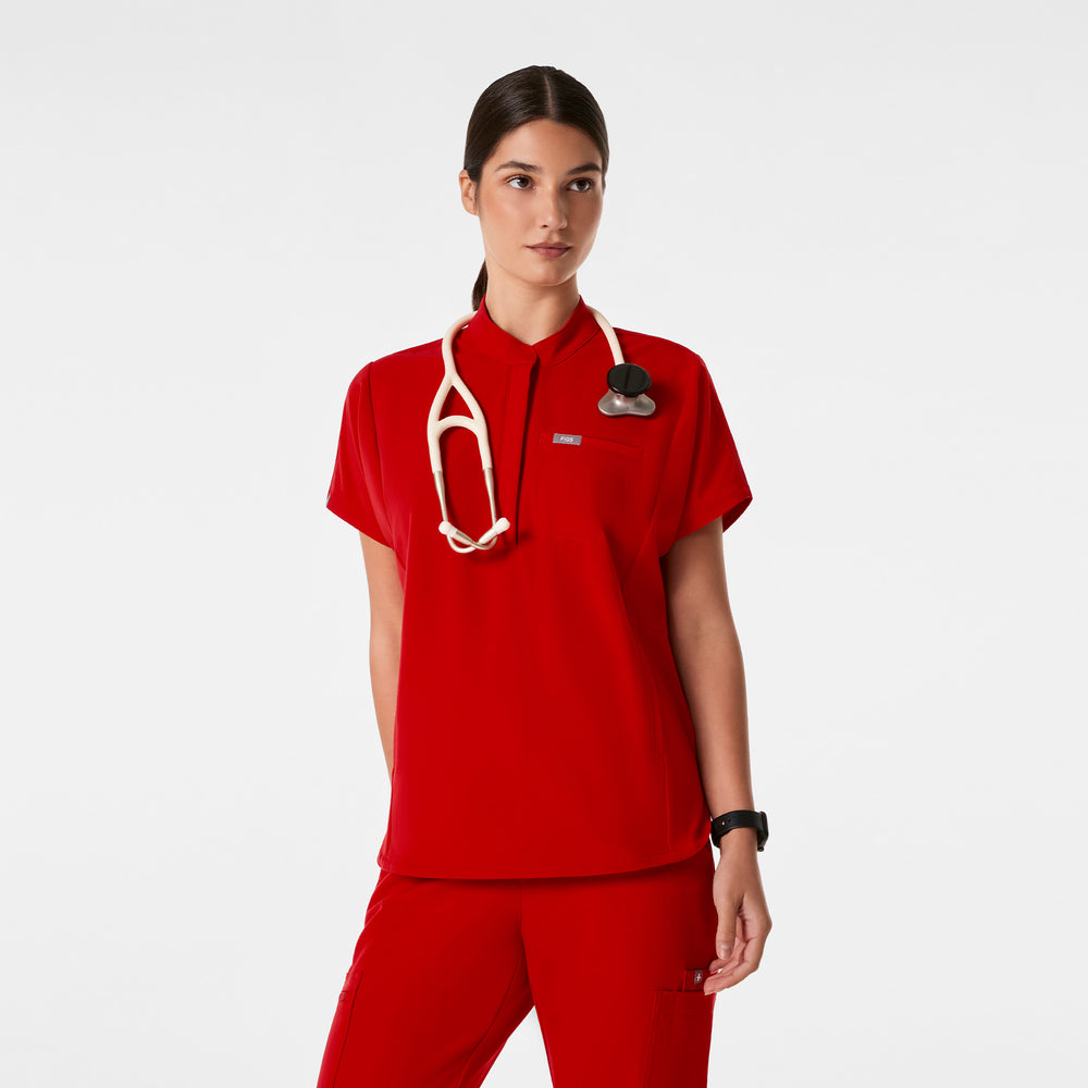 Women's Winning Red Montex Relaxed Scrub Top