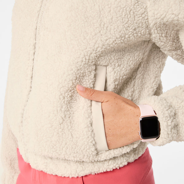 Women's Bone High-Pile - Fleece Bomber Jacket