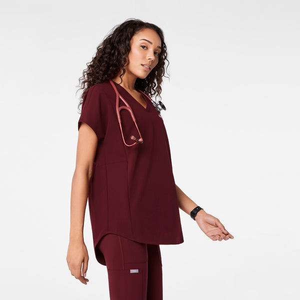 Women's Burgundy Addison Tunic - Scrub Top