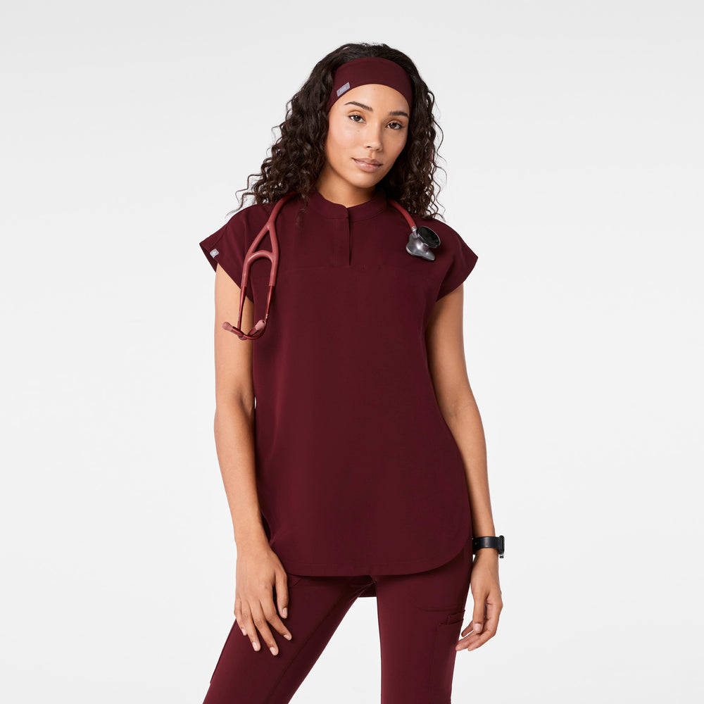 Women's Burgundy Rafaela - Tunic Scrub Top™