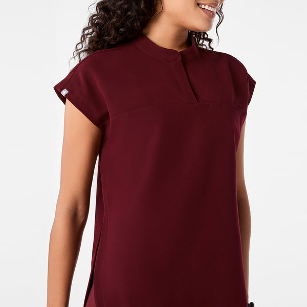 Women's Burgundy Rafaela - Tunic Scrub Top™