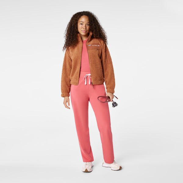 Women's Mocha High-Pile - Bomber Jacket