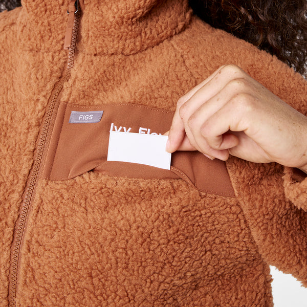 Women's Mocha High-Pile - Bomber Jacket