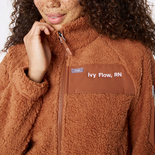 Women's Mocha High-Pile - Bomber Jacket