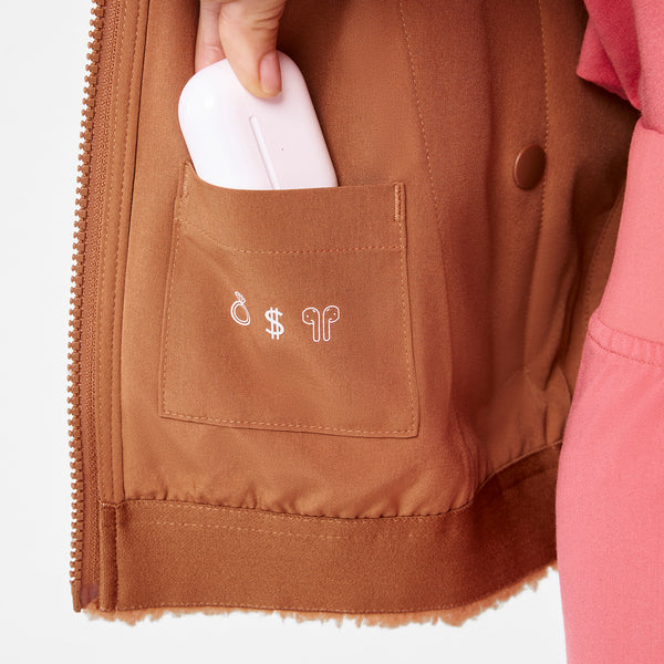 Women's Mocha High-Pile - Bomber Jacket