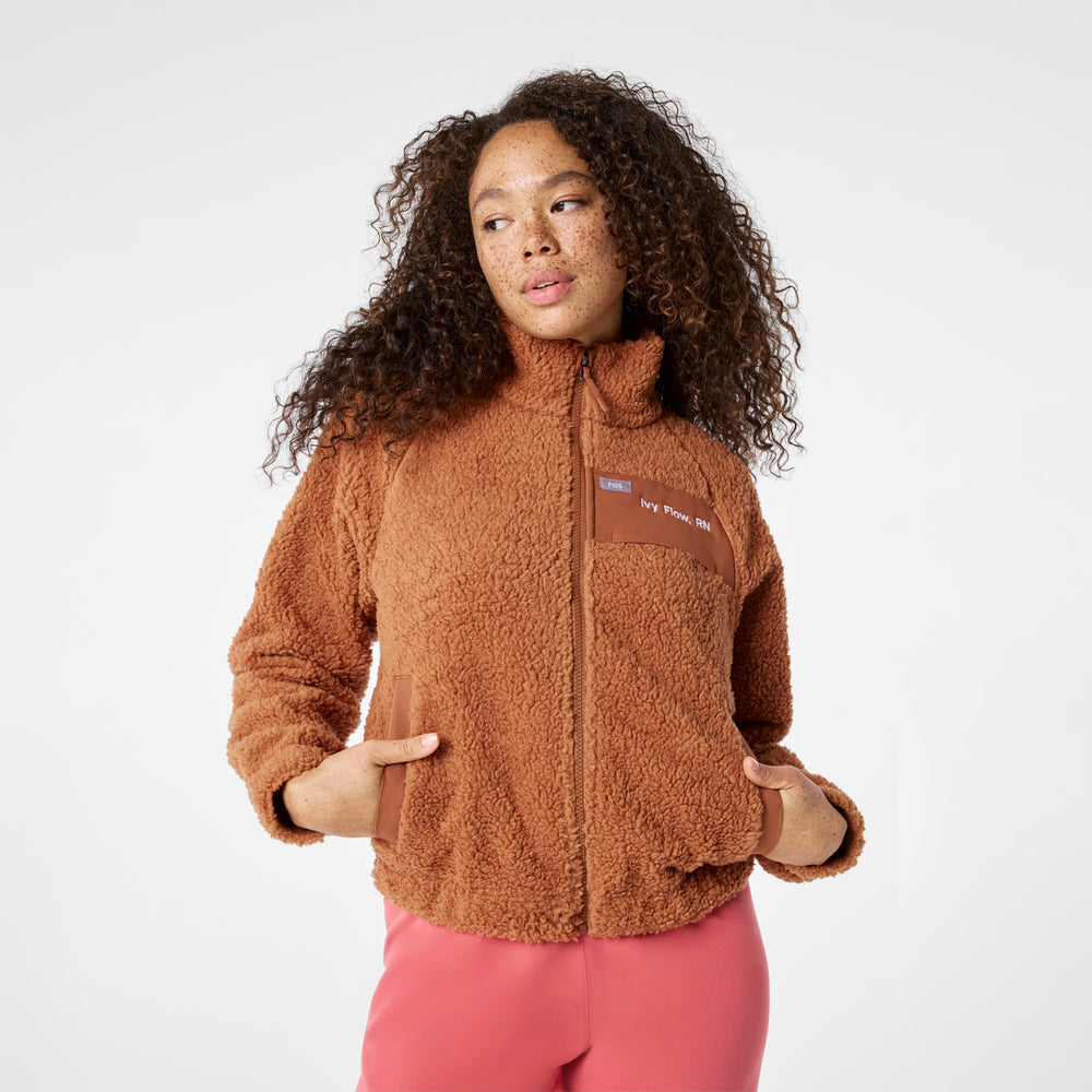 Women's Mocha High-Pile - Bomber Jacket