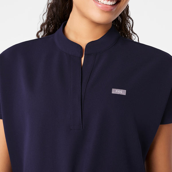 Women's Navy Soria - Henley Scrub Top