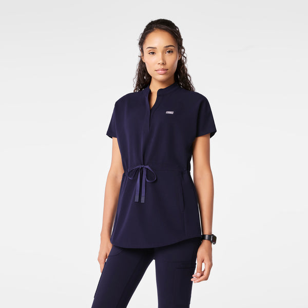 Women's Navy Soria - Henley Scrub Top