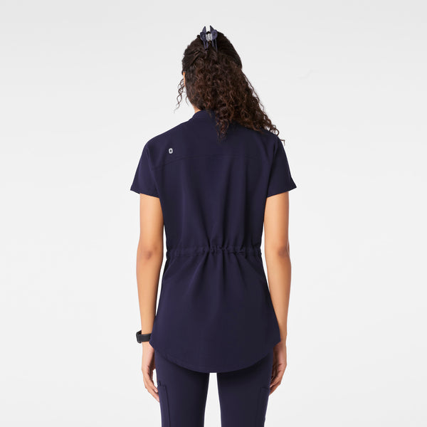 Women's Navy Soria - Henley Scrub Top