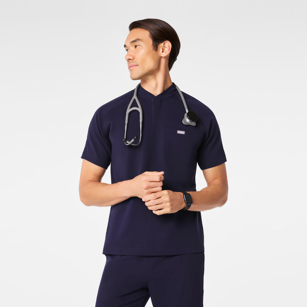 men's Navy Stratton Henley - Shortsleeve Scrub Top