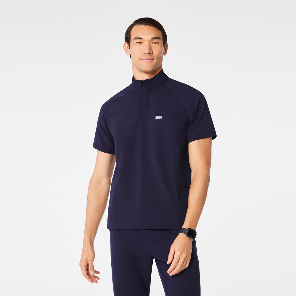 men's Navy Timmons - Mock Neck ¼ Zip Scrub Top