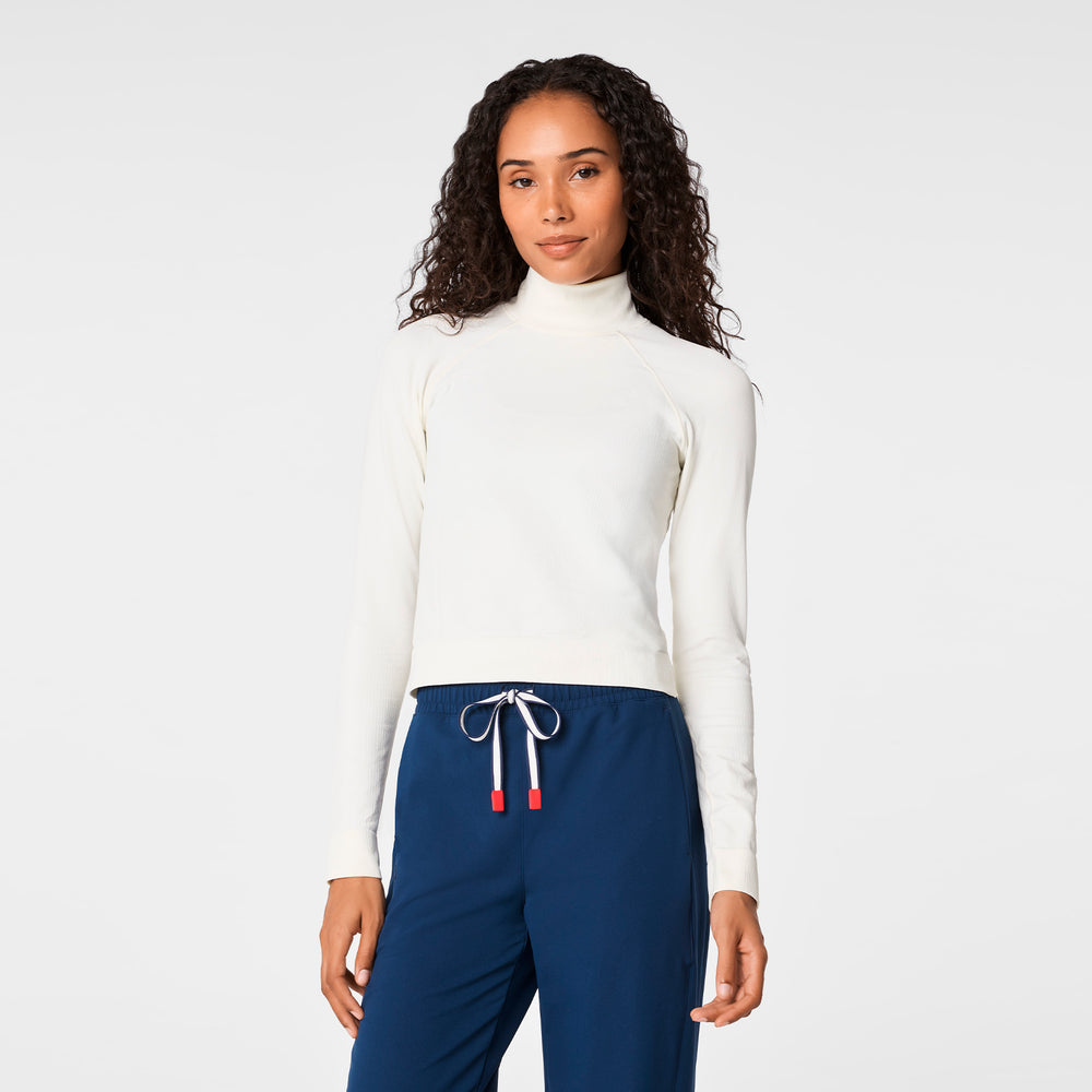 Women's Off White FIGS x Team USA Mock-Neck - Long-Sleeve Underscrub