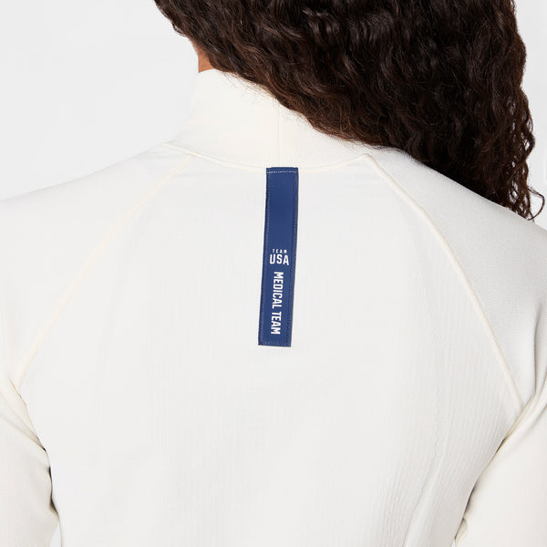 Women's Off White FIGS x Team USA Mock-Neck - Long-Sleeve Underscrub