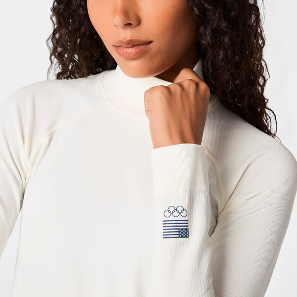 Women's Off White FIGS x Team USA Mock-Neck - Long-Sleeve Underscrub