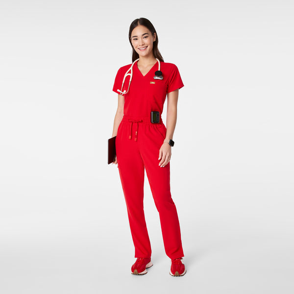 Women's Lunar New Year Pop Red Dowa High-Rise Straight-Leg - Petite Scrub Pant