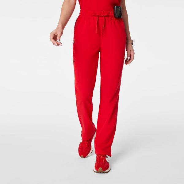 Women's Lunar New Year Pop Red Dowa High-Rise Straight-Leg - Petite Scrub Pant