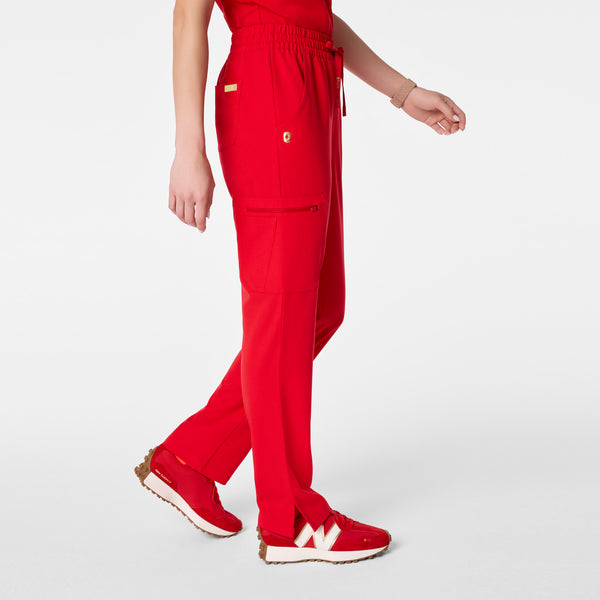 Women's Lunar New Year Pop Red Dowa High-Rise Straight-Leg - Petite Scrub Pant