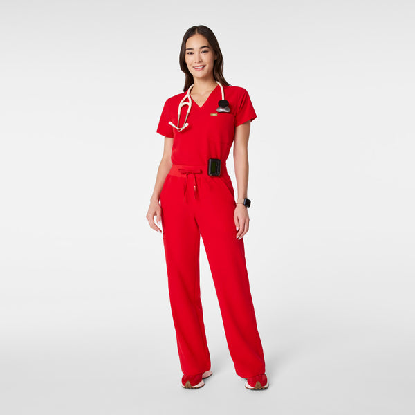 Women's Lunar New Year Pop Red Isabel High-Rise Wide-Leg - Petite Scrub Pant