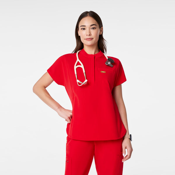 Women's Lunar New Year Pop Red Montex Relaxed Scrub Top
