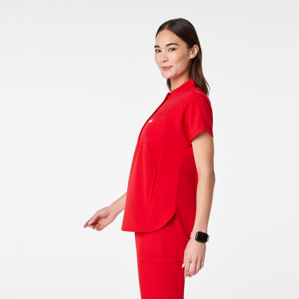 Women's Lunar New Year Pop Red Montex Relaxed Scrub Top