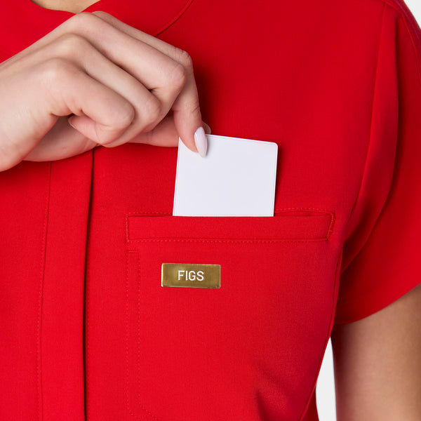 Women's Lunar New Year Pop Red Montex Relaxed Scrub Top