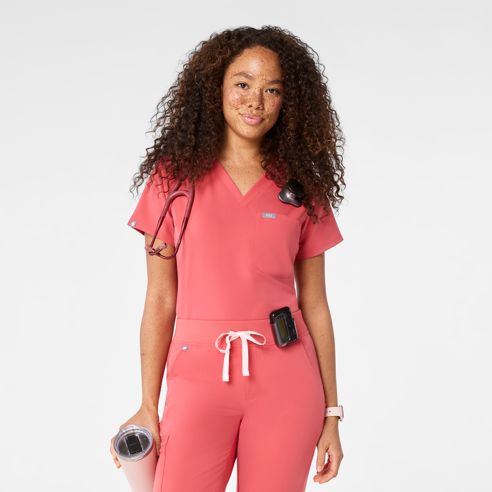 women's Pulmonary Pink Catarina - One-Pocket Scrub Top™