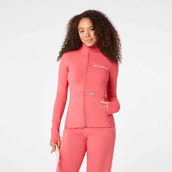 Women's Pulmonary Pink ContourKnit Scrub Jacket