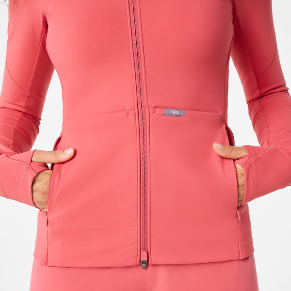 Women's Pulmonary Pink ContourKnit Scrub Jacket