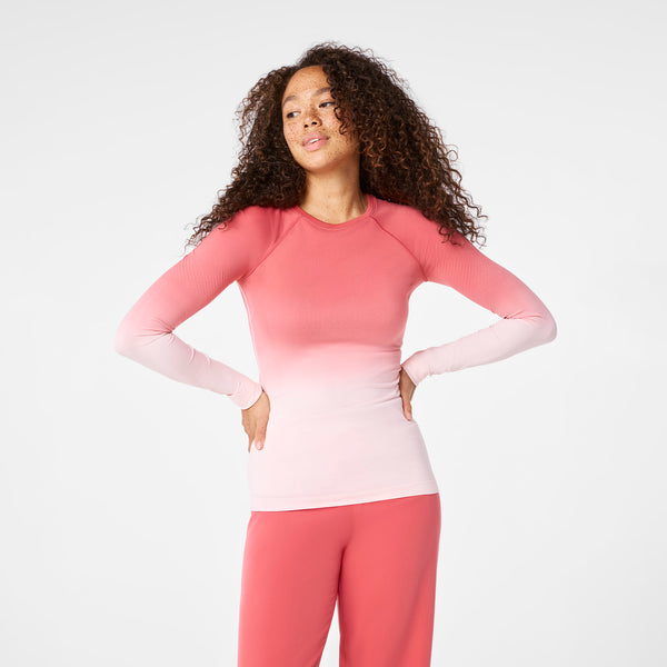 Women's Pulmonary Pink Salta Seamless - Long-Sleeve Underscrub
