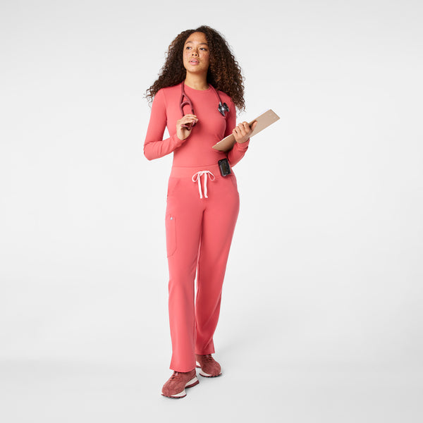 Women's Pulmonary Pink Palmer Ribbed- Long-Sleeve Underscrub