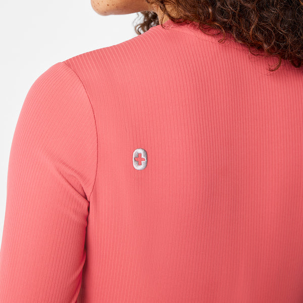 Women's Pulmonary Pink Palmer Ribbed- Long-Sleeve Underscrub