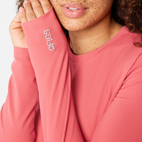 Women's Pulmonary Pink Palmer Ribbed- Long-Sleeve Underscrub