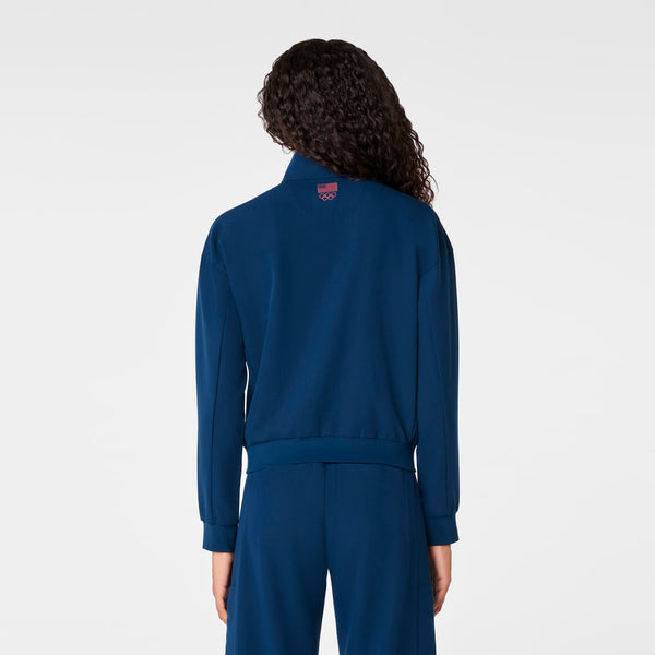 Women's Team USA Blue FIGS x Team USA Mock-Neck Long-Sleeve - Scrub Top