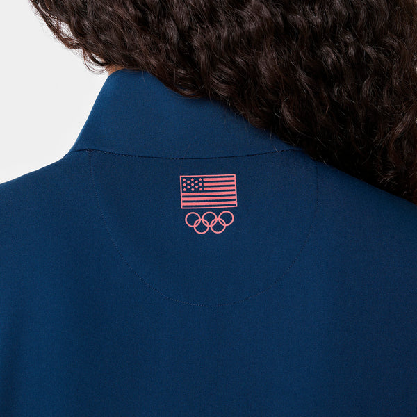 Women's Team USA Blue FIGS x Team USA Mock-Neck Long-Sleeve - Scrub Top