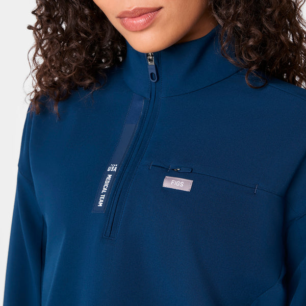 Women's Team USA Blue FIGS x Team USA Mock-Neck Long-Sleeve - Scrub Top