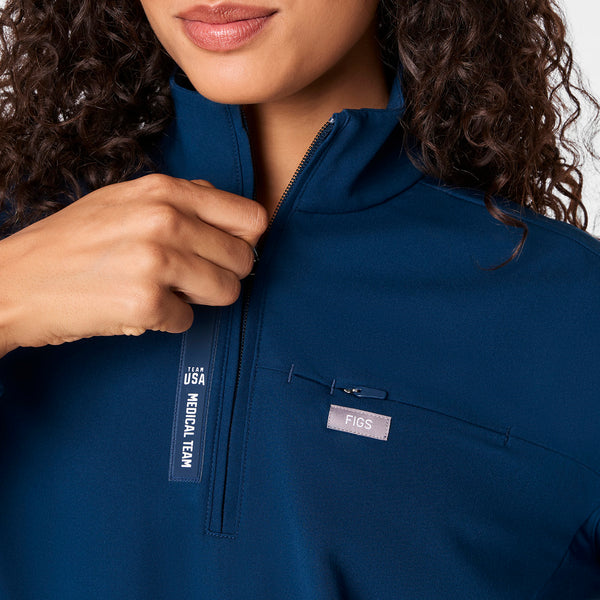 Women's Team USA Blue FIGS x Team USA Mock-Neck Long-Sleeve - Scrub Top