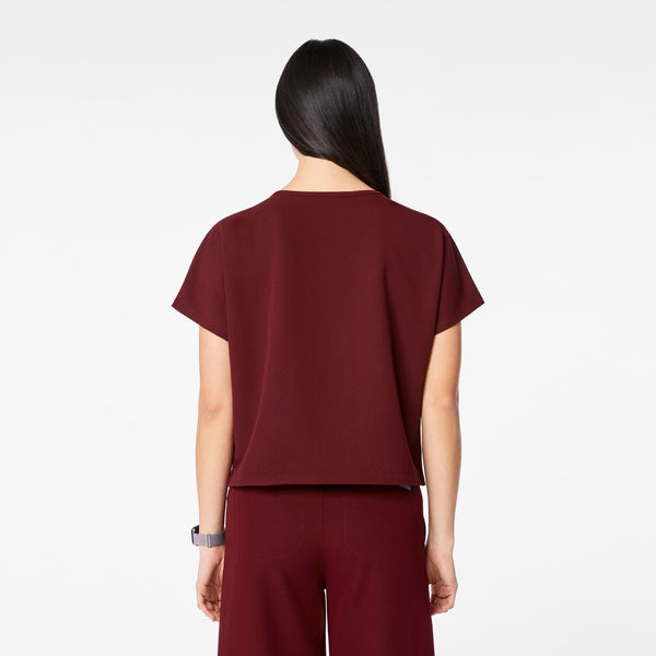 Women's Burgundy Arua Cropped Crewneck -  Scrub Top