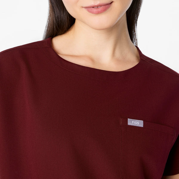 Women's Burgundy Arua Cropped Crewneck -  Scrub Top