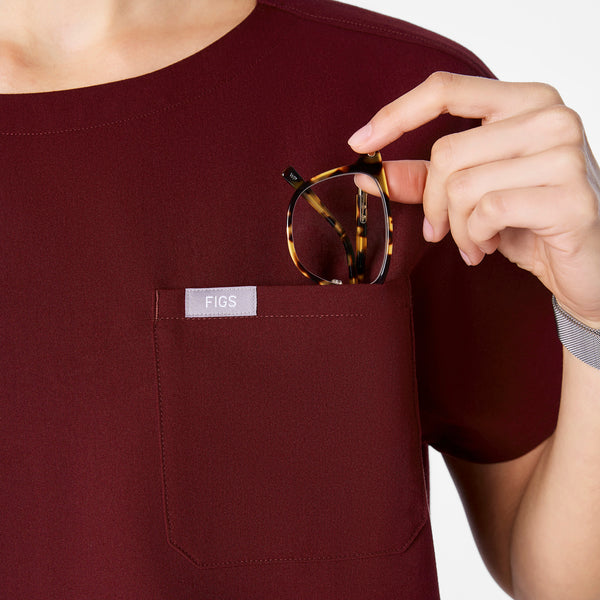 Women's Burgundy Arua Cropped Crewneck -  Scrub Top