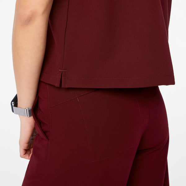 Women's Burgundy Arua Cropped Crewneck -  Scrub Top