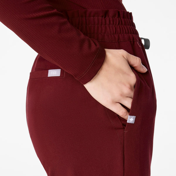 Women's Burgundy Marseille High-Rise Wide-Leg - Petite Scrub Pant