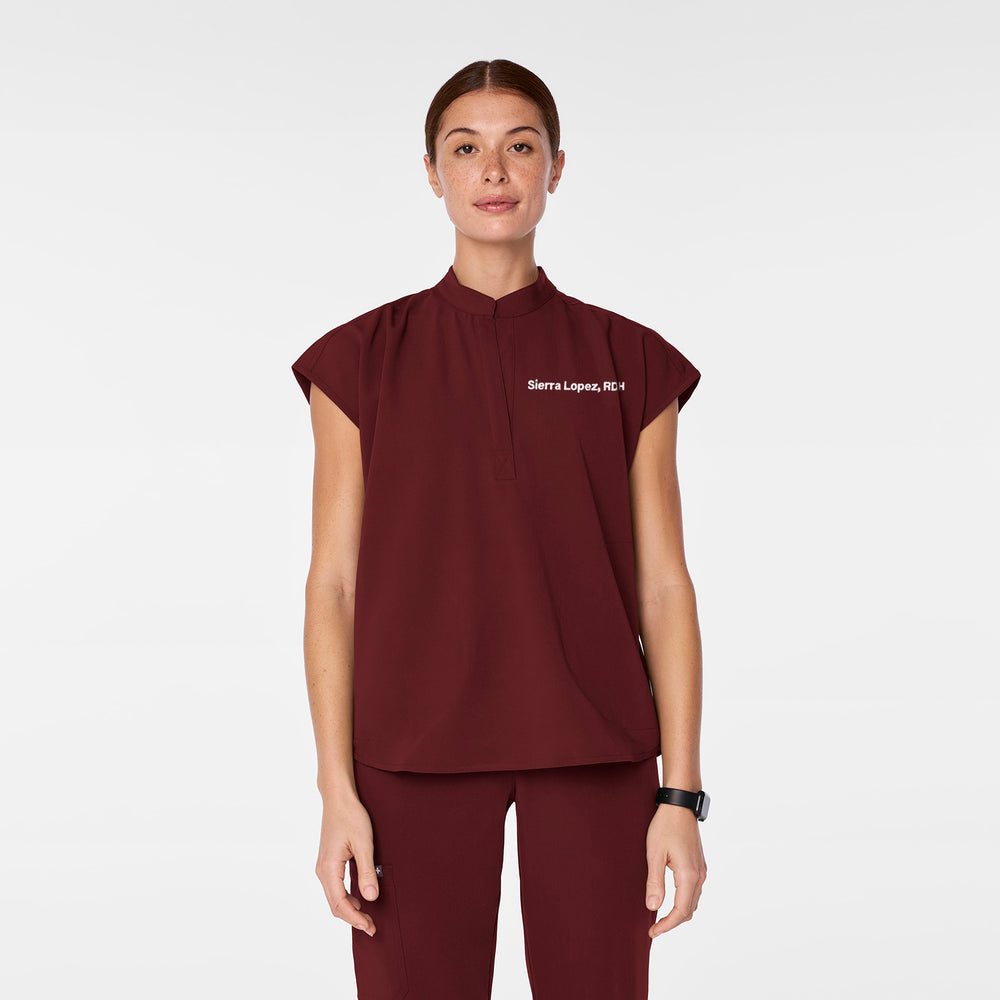 Women's Burgundy Rafaela™ - Oversized Scrub Top