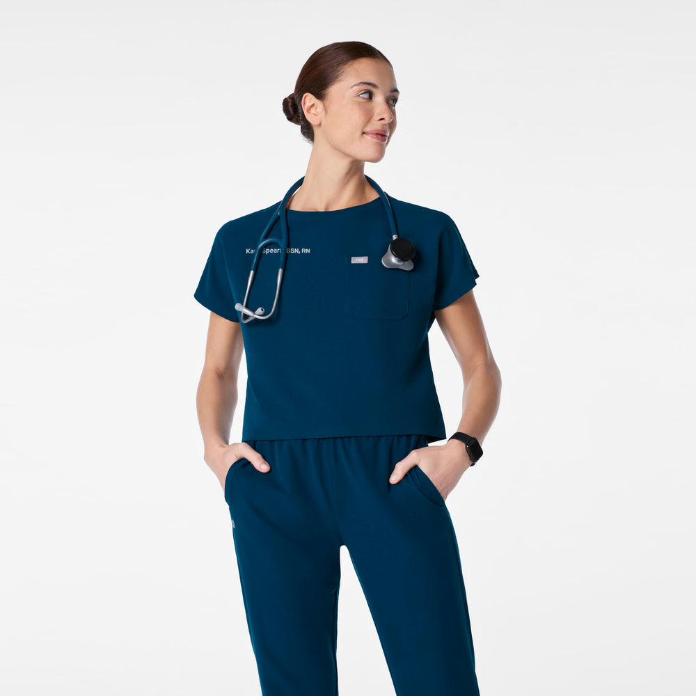 Women's Deep Reef Arua Cropped Crewneck -  Scrub Top