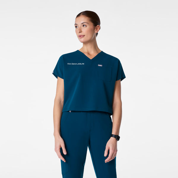 Women's Deep Reef Arua Cropped V-Neck -  Scrub Top