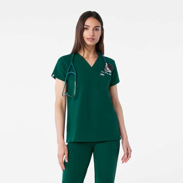 Women's Forest Green Catarina Petite -  Scrub Top™