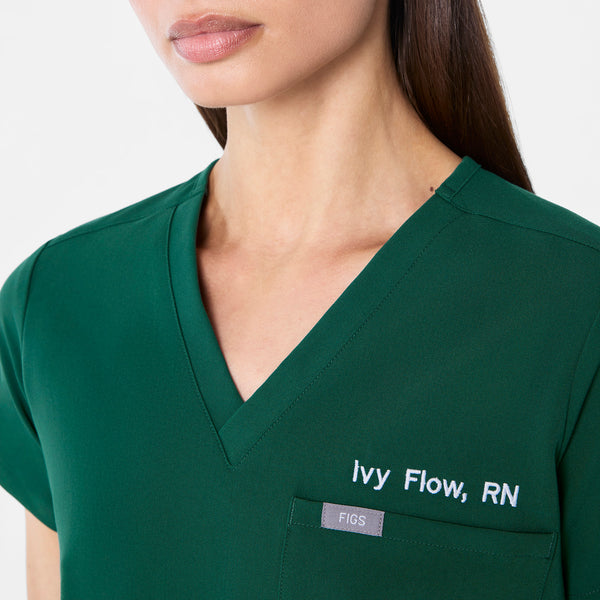 Women's Forest Green Catarina Petite -  Scrub Top™