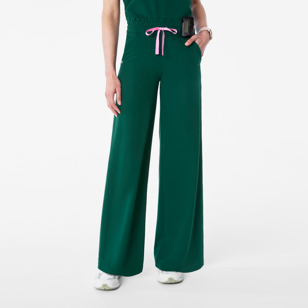 Women's Forest Green Allison High-Rise Ultra-Wide-Leg - Tall Scrub Pant