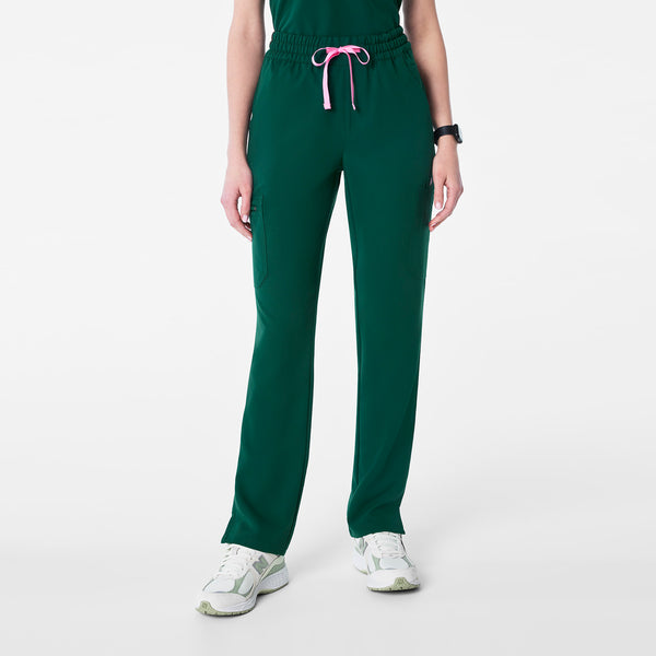 Women's Forest Green Dowa High-Rise Straight-Leg - Petite Scrub Pant