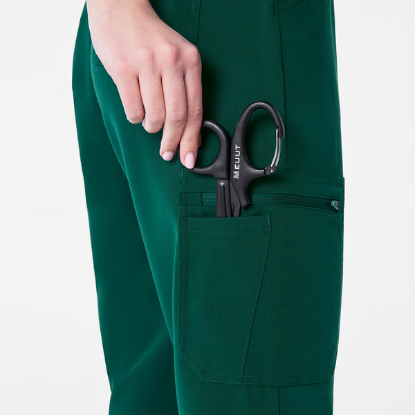 Women's Forest Green Dowa High-Rise Straight-Leg - Petite Scrub Pant
